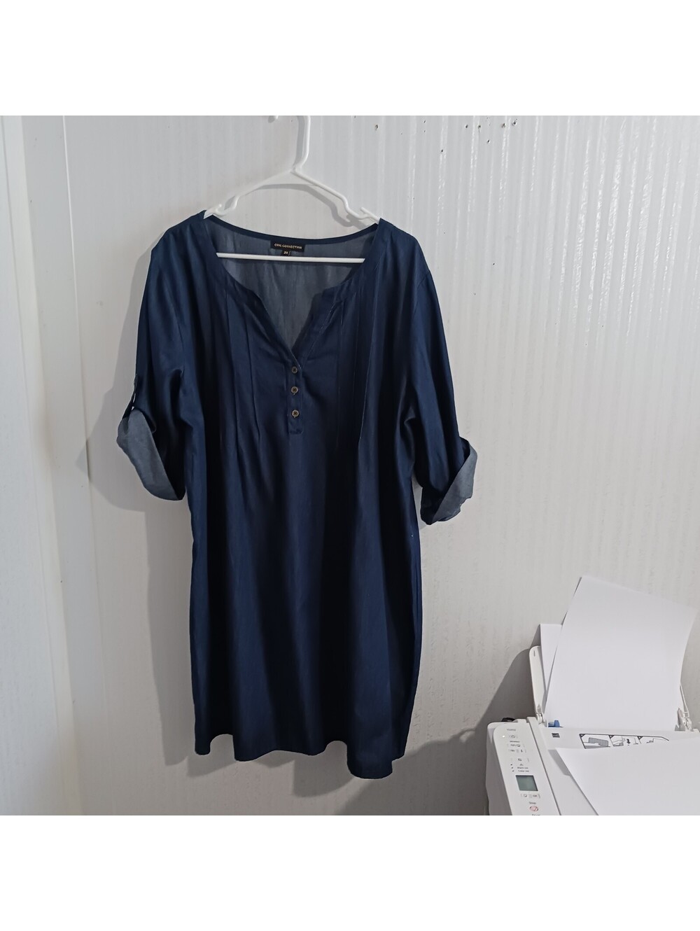 Chic Connection  Women's  Button  Front  Dark Wash  Jean colored  Dress  3X